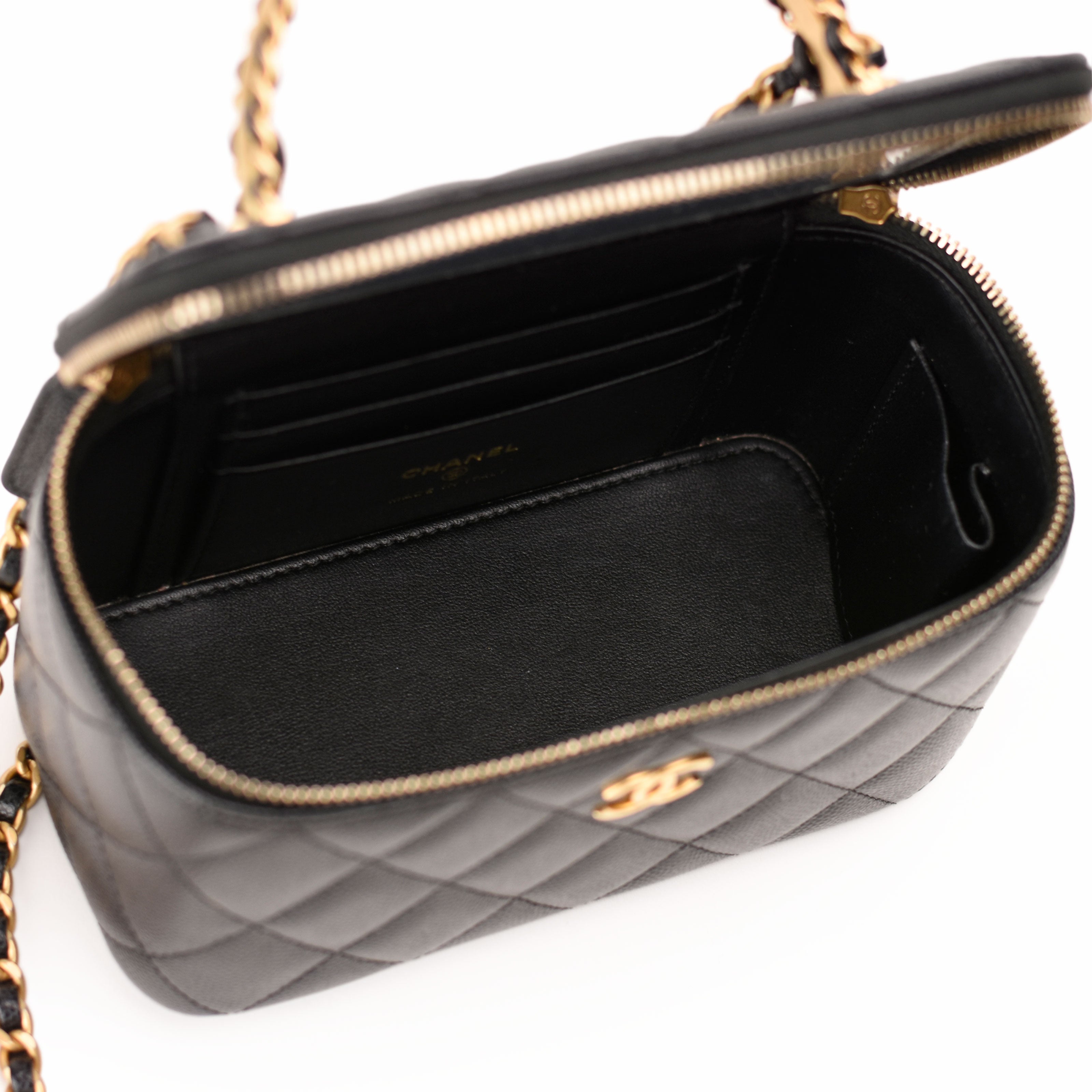 Chanel Long Vanity With Chain Black Caviar GBHW