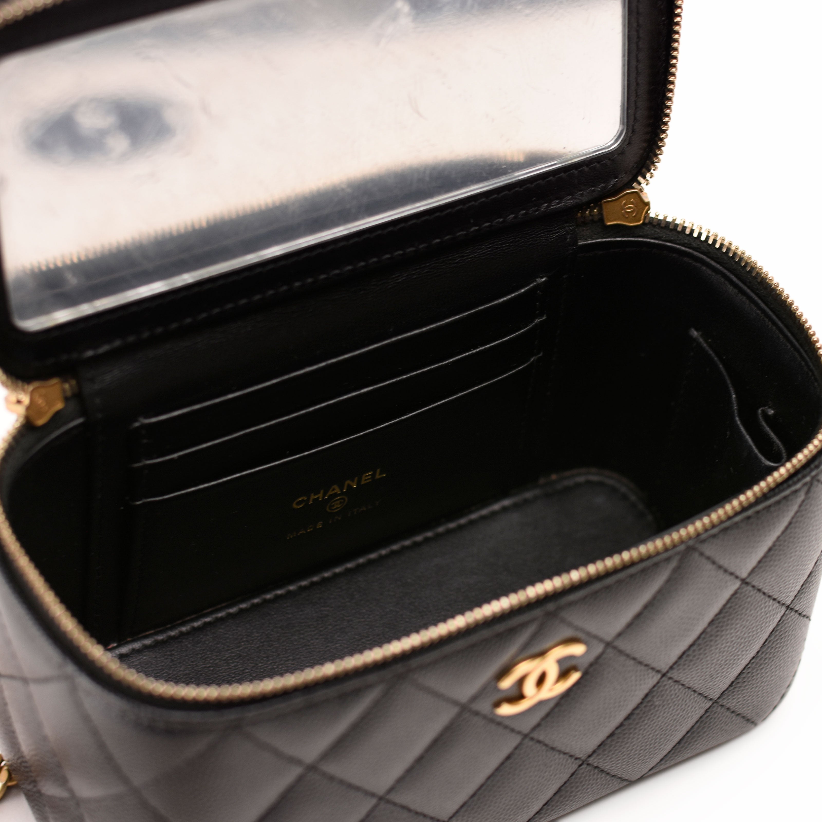 Chanel Long Vanity With Chain Black Caviar GBHW