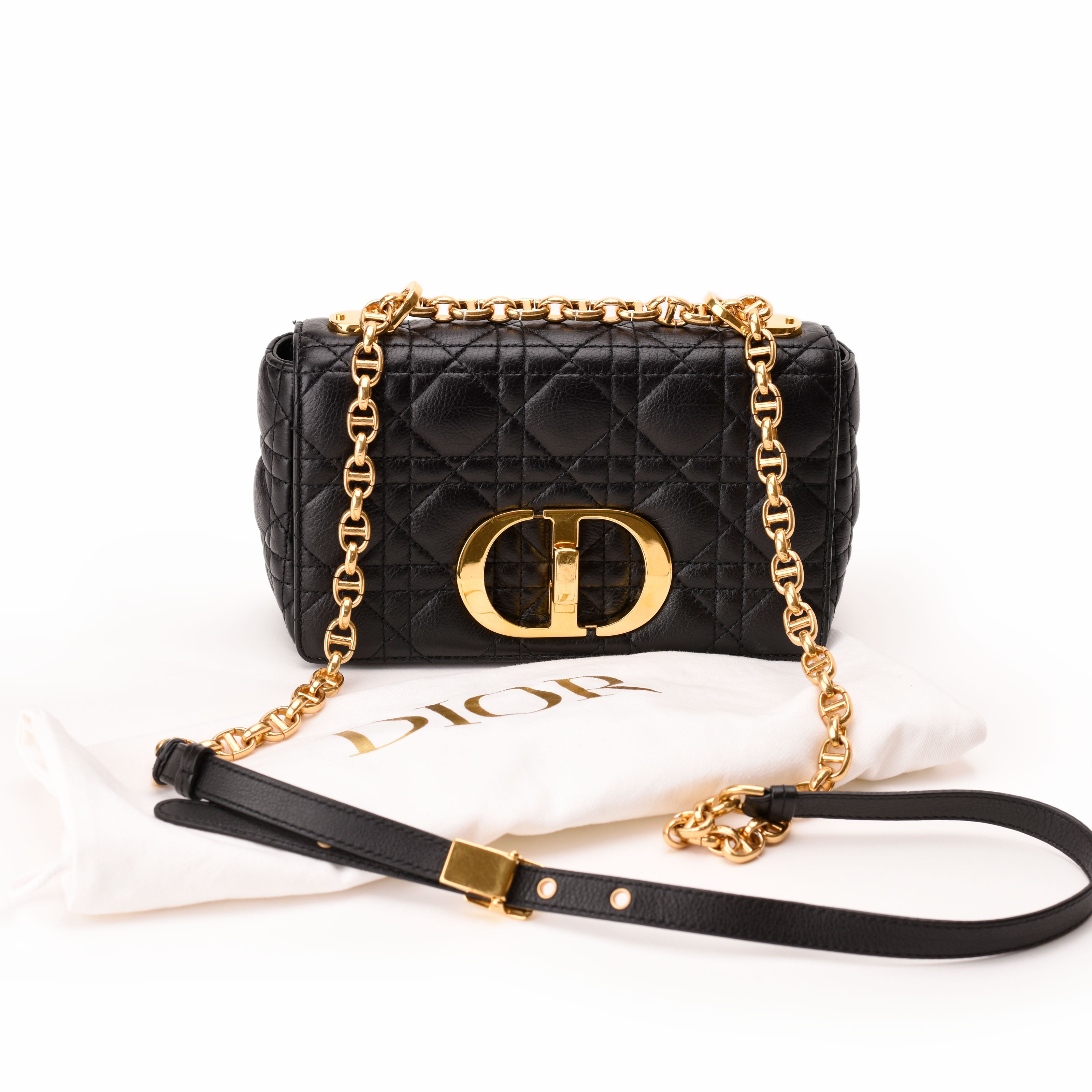 Dior Small Caro Bag in Black Cannage