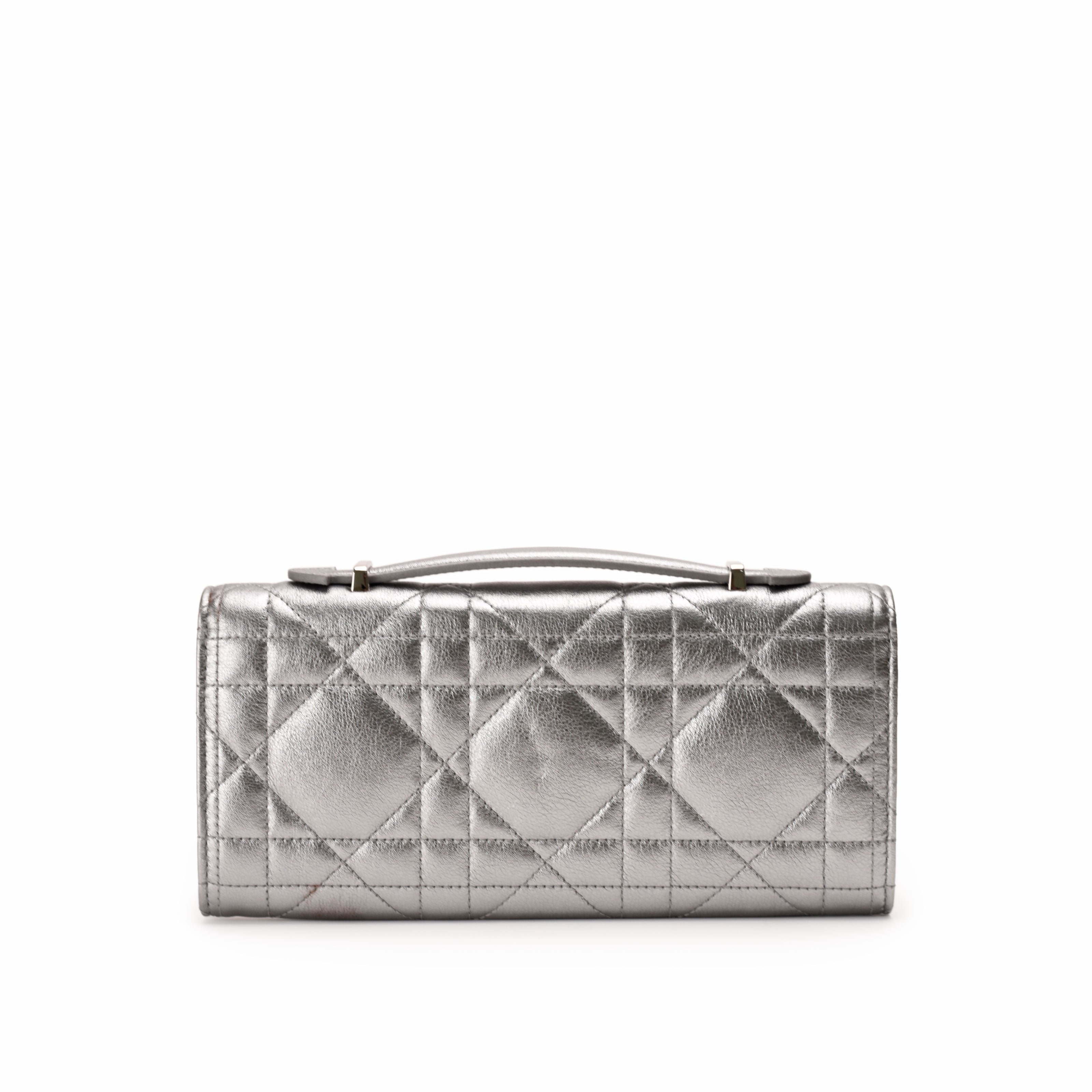 Dior Miss Caro Top Handle Pouch Metallic Silver
