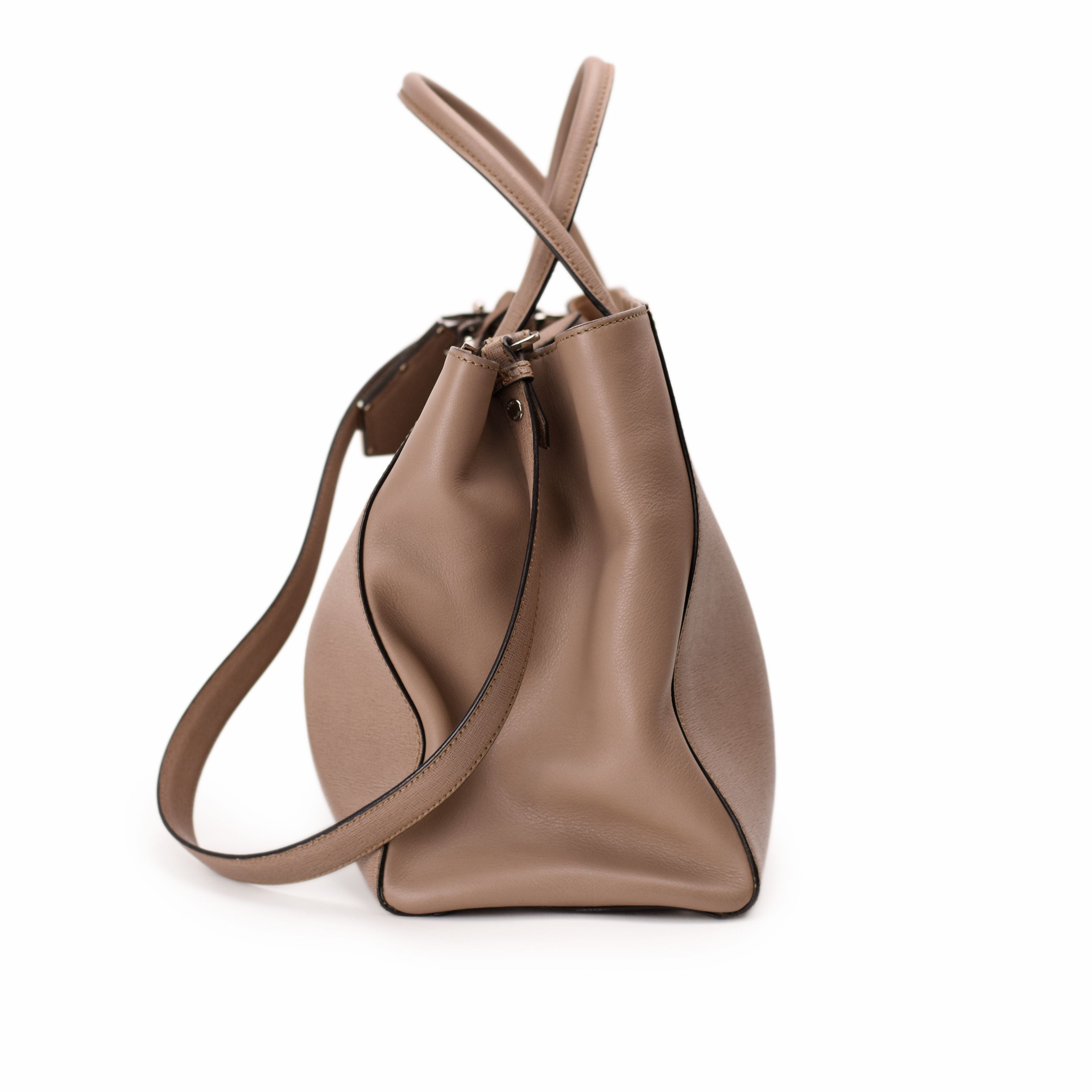 Fendi Beige Vitello Leather Medium 2Jours Elite Tote Bag