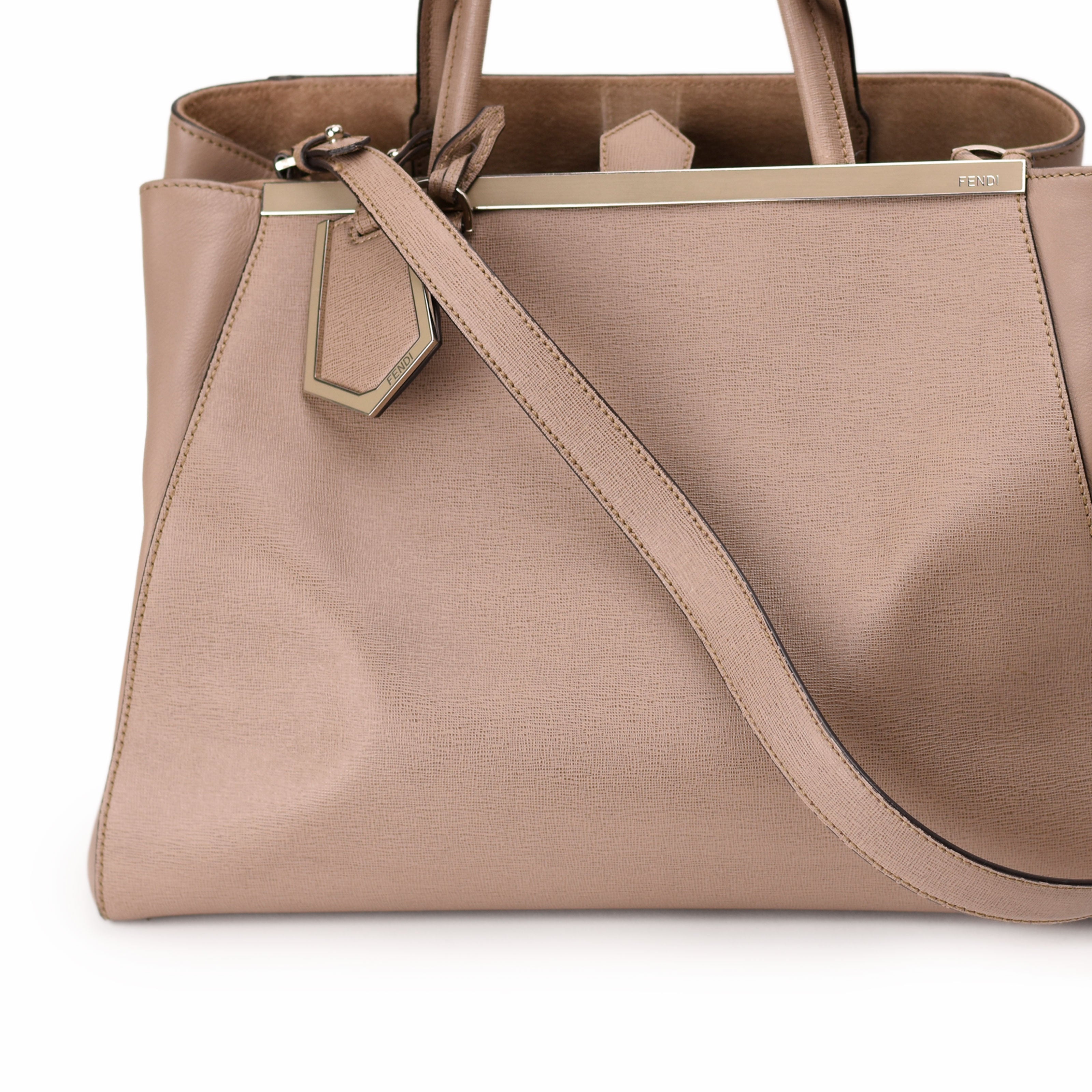 Fendi Beige Vitello Leather Medium 2Jours Elite Tote Bag