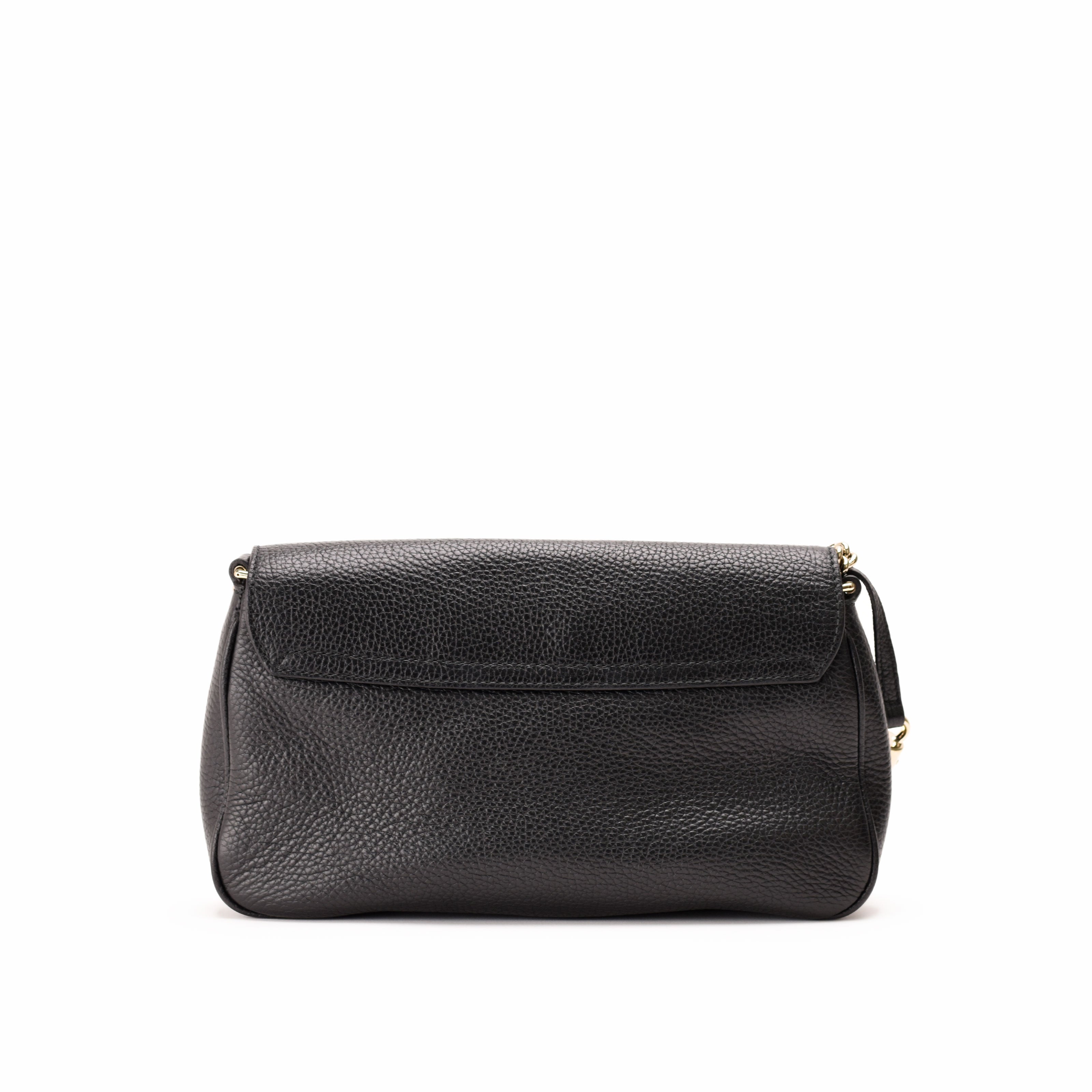 Gucci Black Pebbled Leather Soho Chain Flap Shoulder Bag