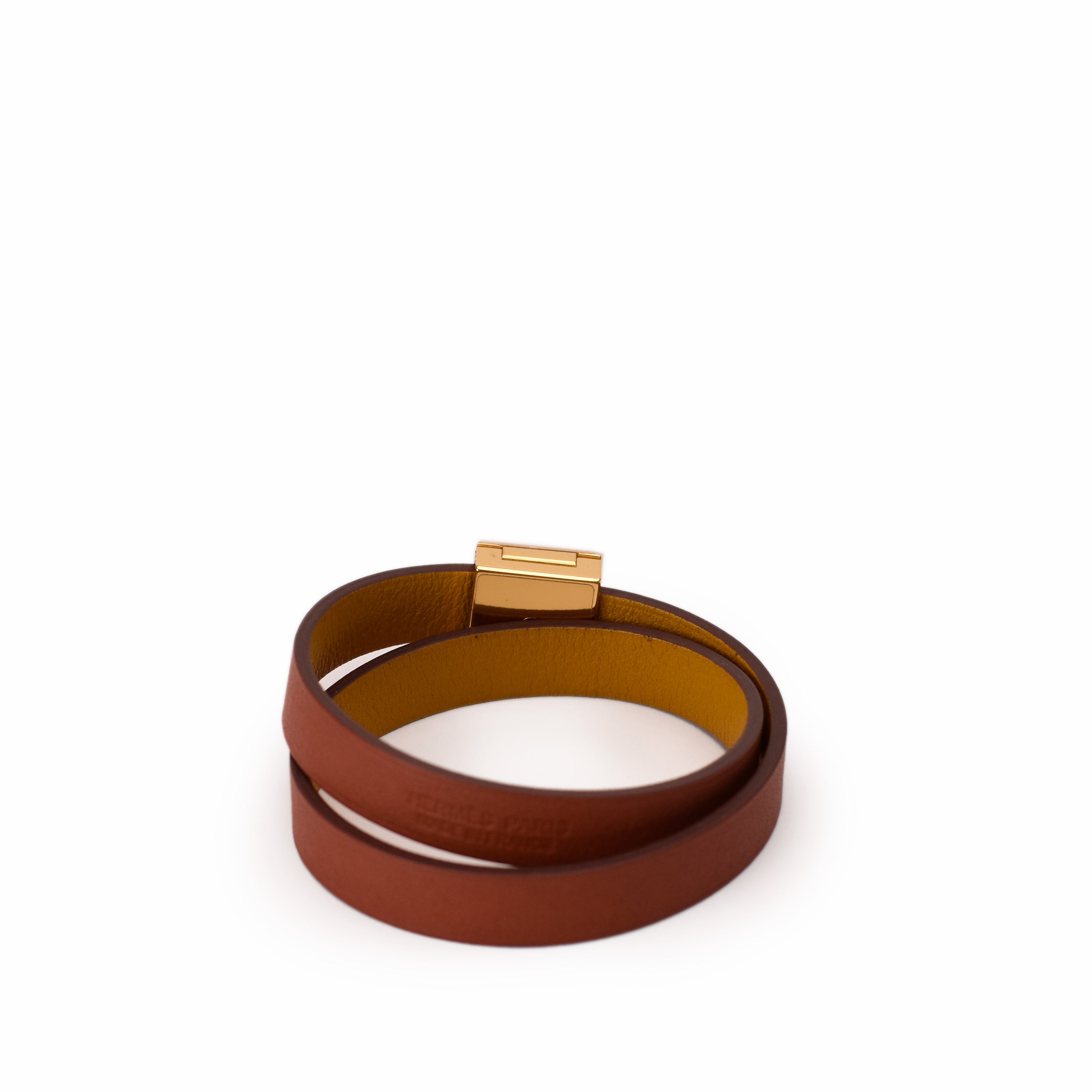 Hermès Yellow/Brown Swift Leather Medor Infini Double Tour Bracelet