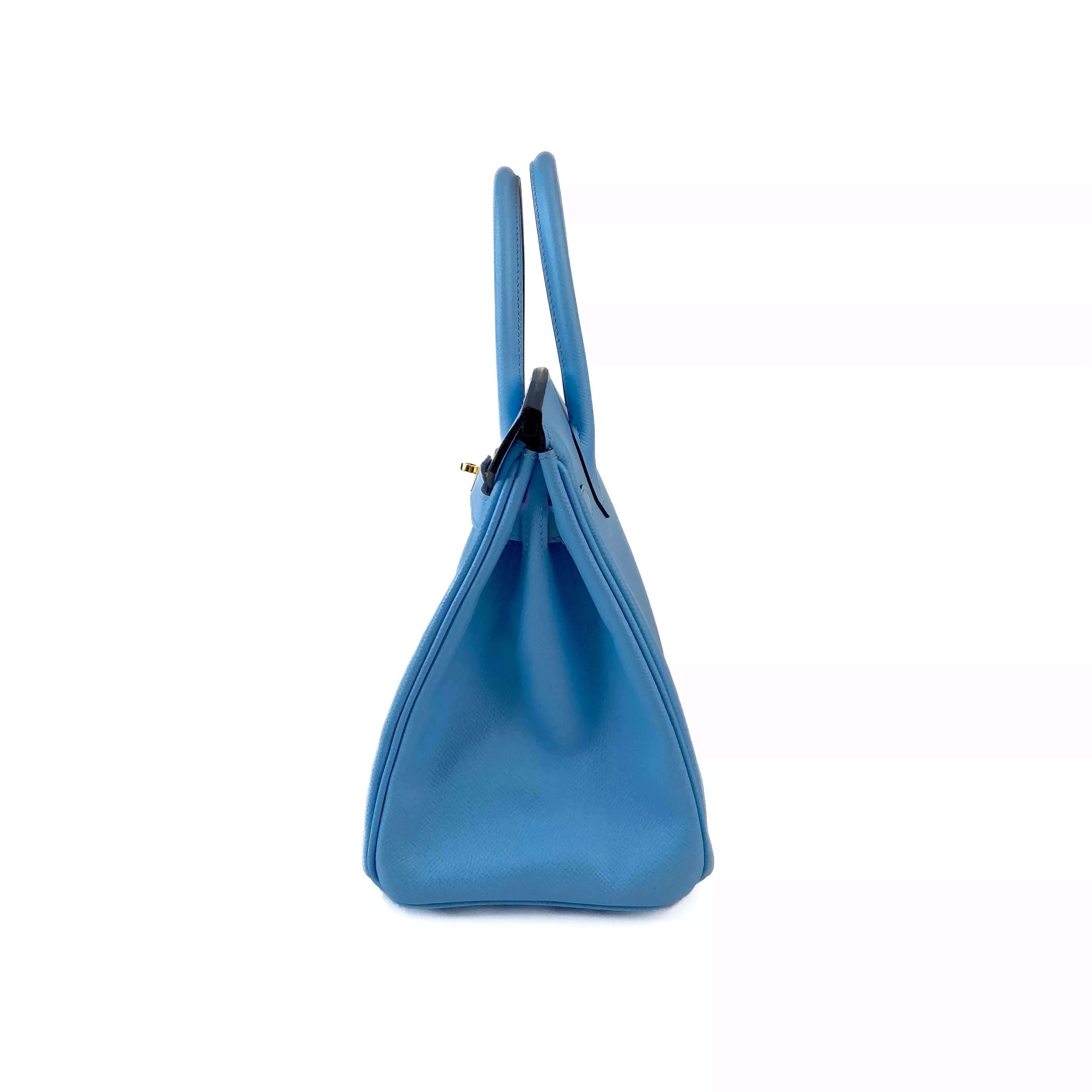 Hermès Birkin 30 in Blue Zanzibar Togo Leather with Gold Hardware Right Side