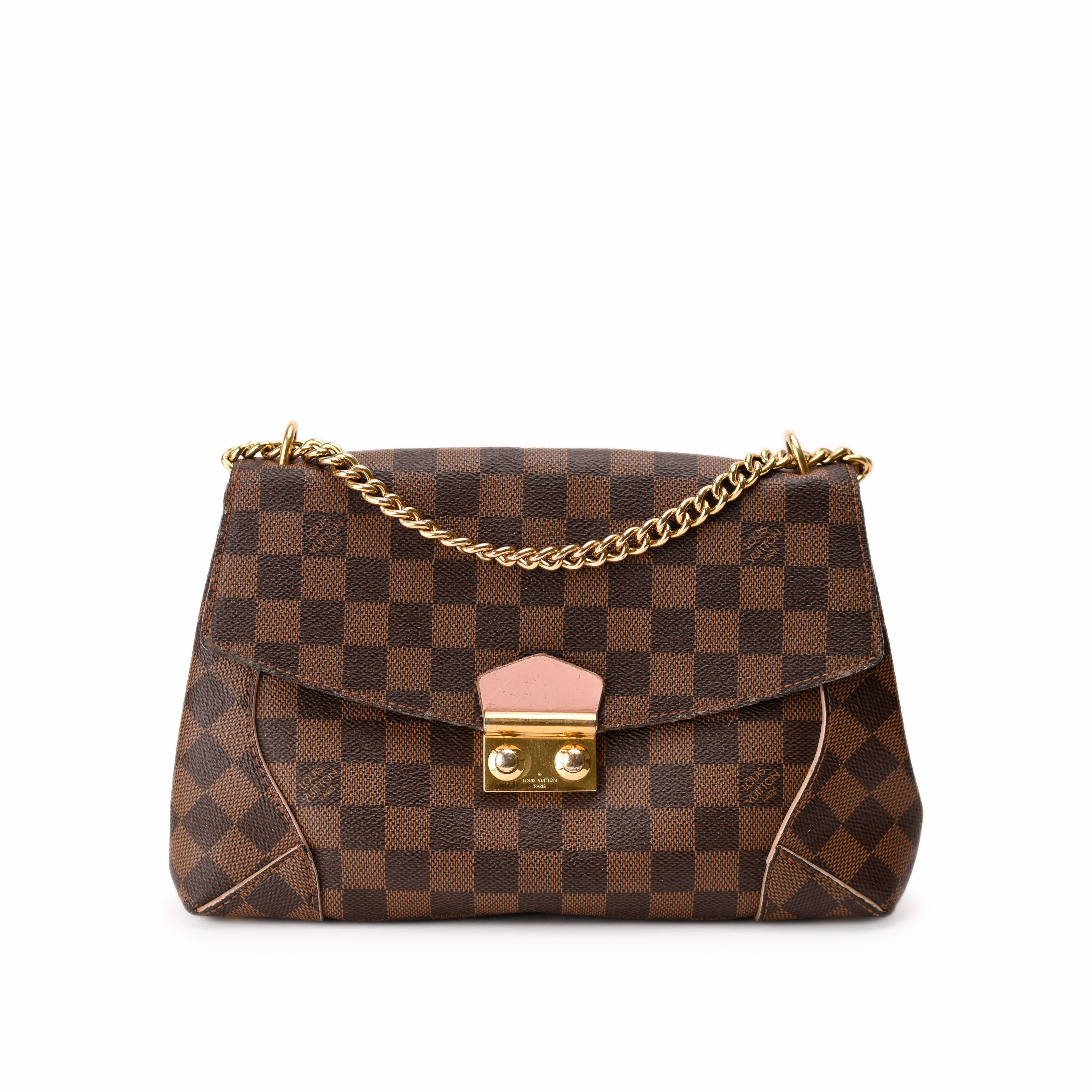 Louis Vuitton Caissa Chain Clutch Bag Rose Ballerine Ebene