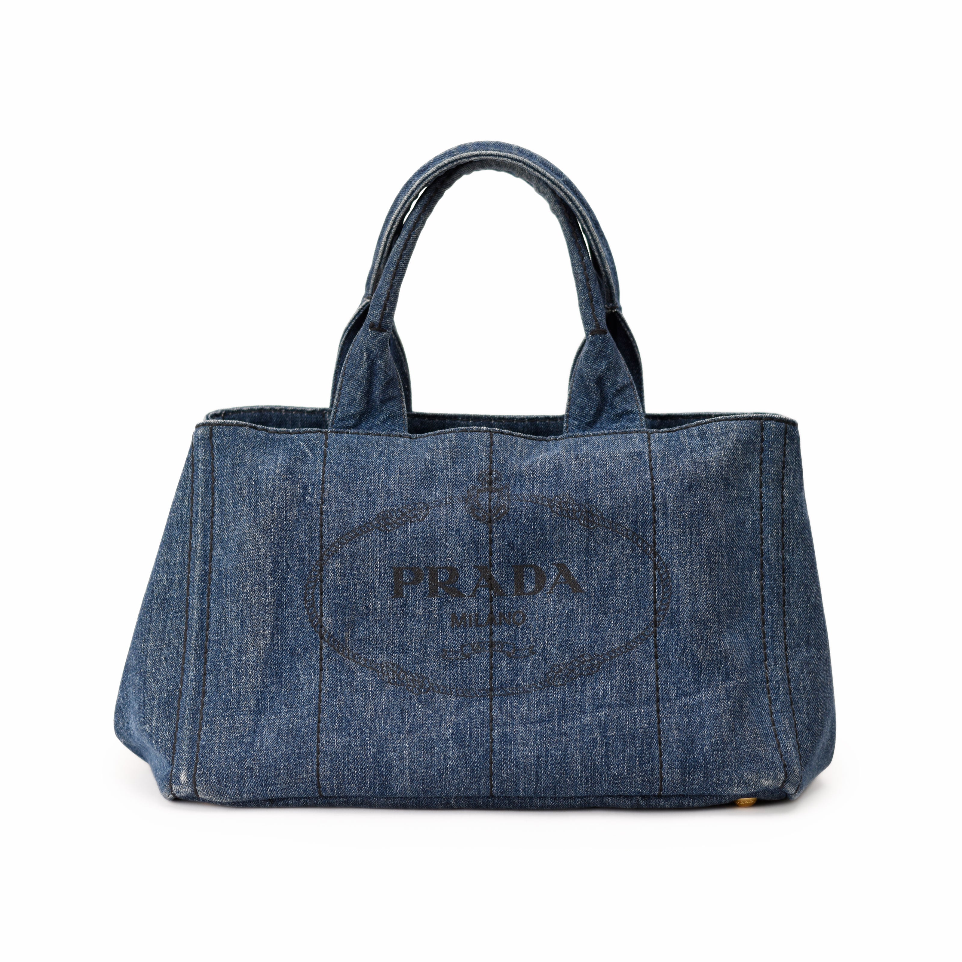 Prada Denim Canapa Logo Bag Large