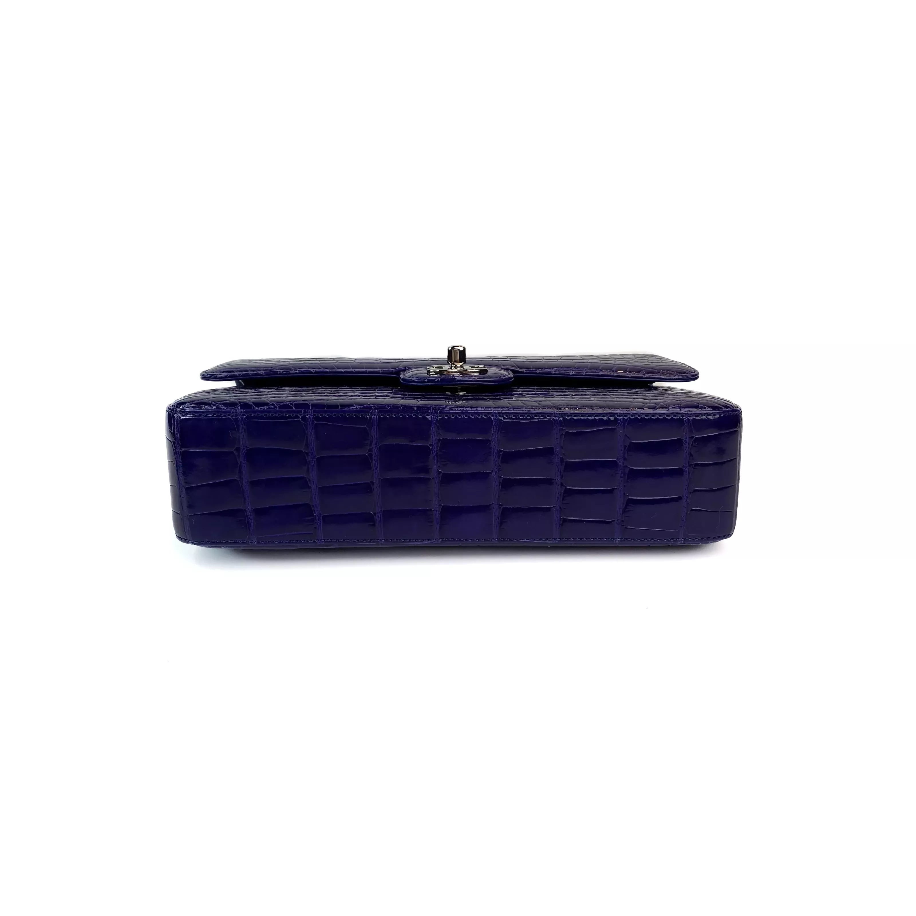 Chanel Timless Medium Double Flap in Purple Alligator SHW 5