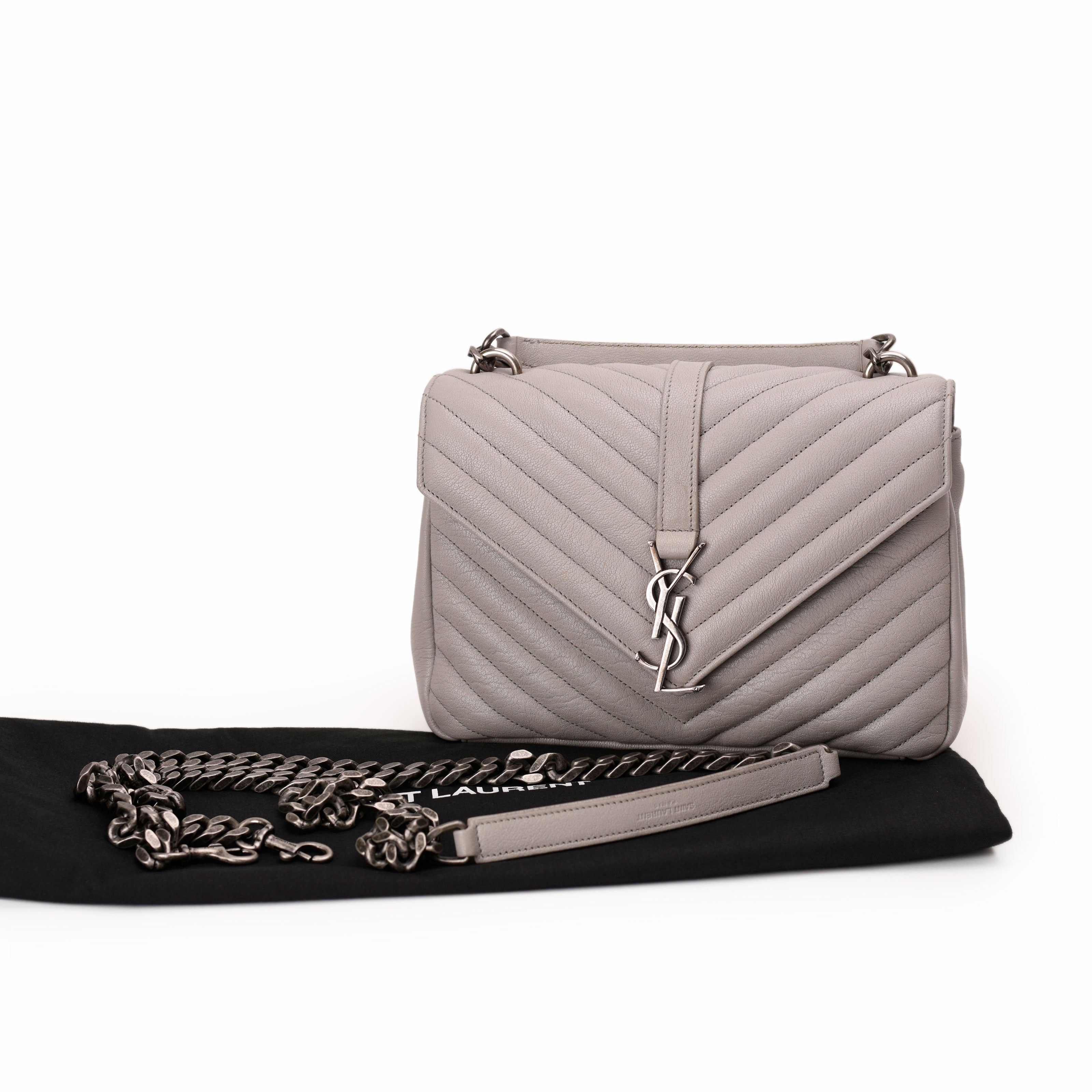 Saint Laurent College Medium Shoulder Bag Gray