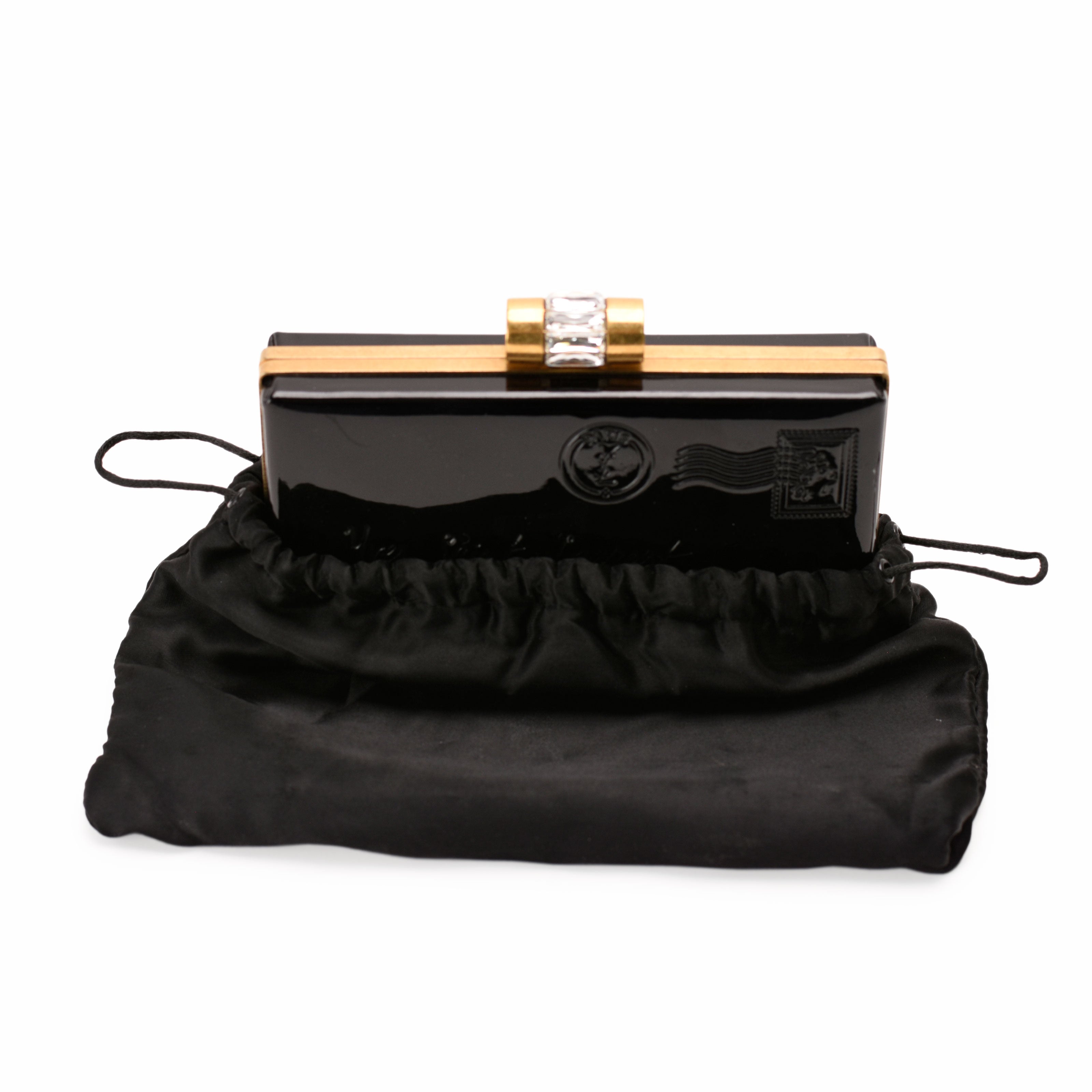 Saint Laurent Black Patent Leather Y Mail Envelope Clutch
