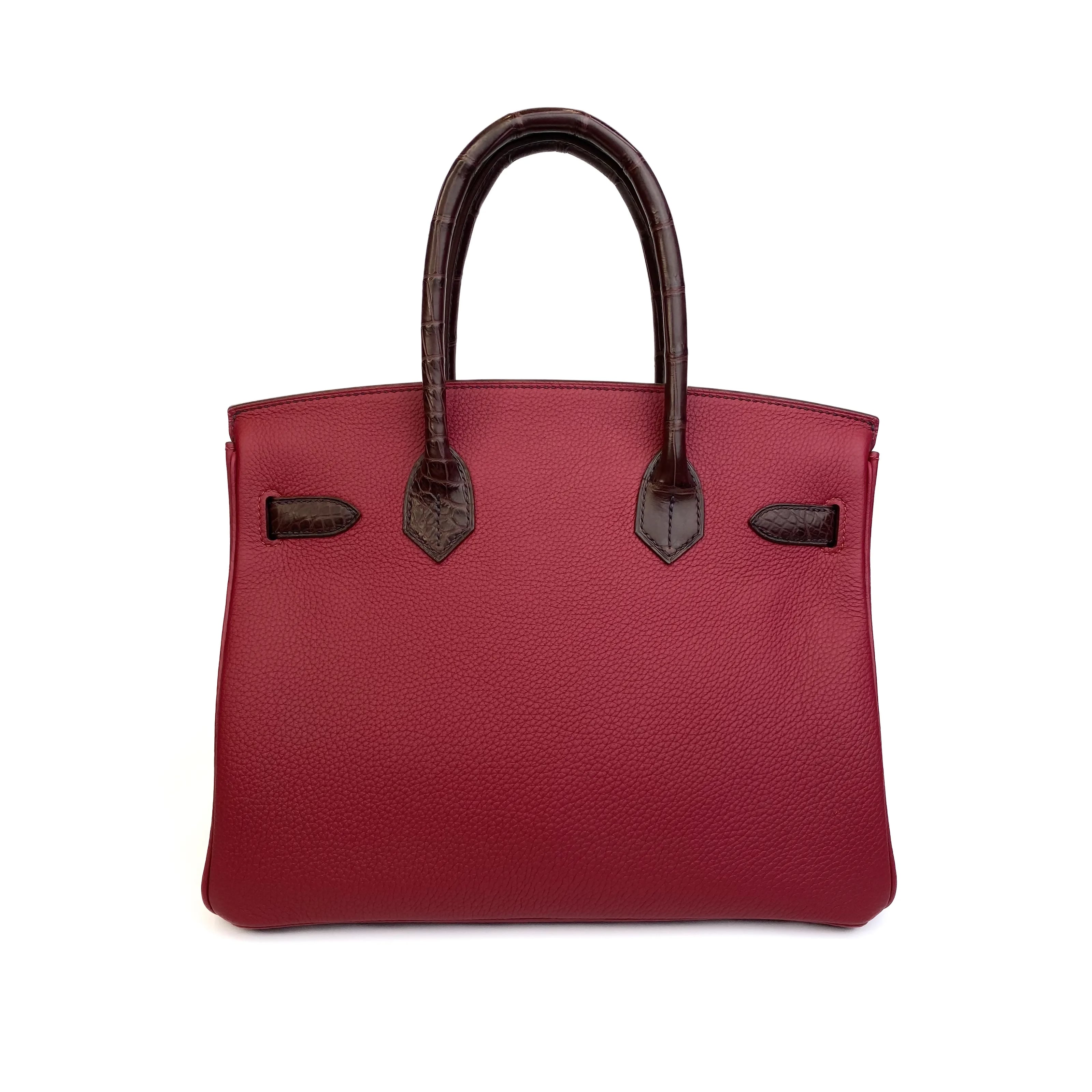 Hermès Birkin 30 Touch Rouge Sellier Matte Alligator and Rouge Grenat Togo Gold Hardware Back