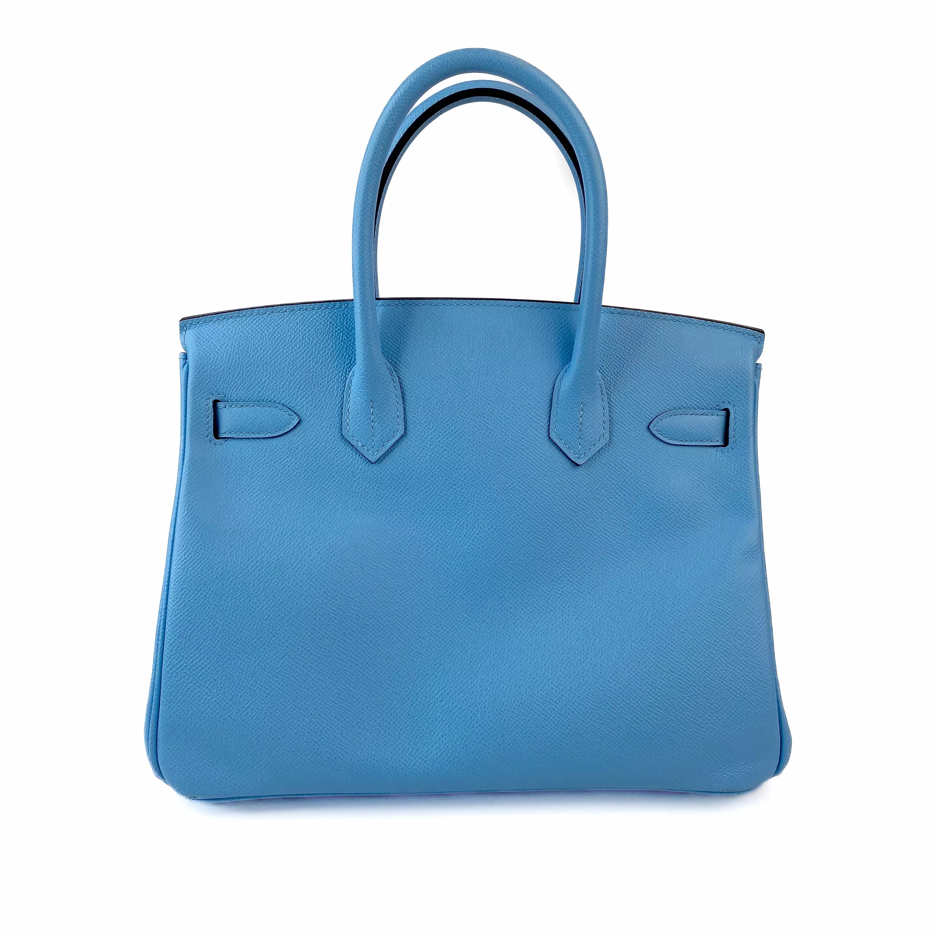 Hermès Birkin 30 in Blue Zanzibar Togo Leather with Gold Hardware Back