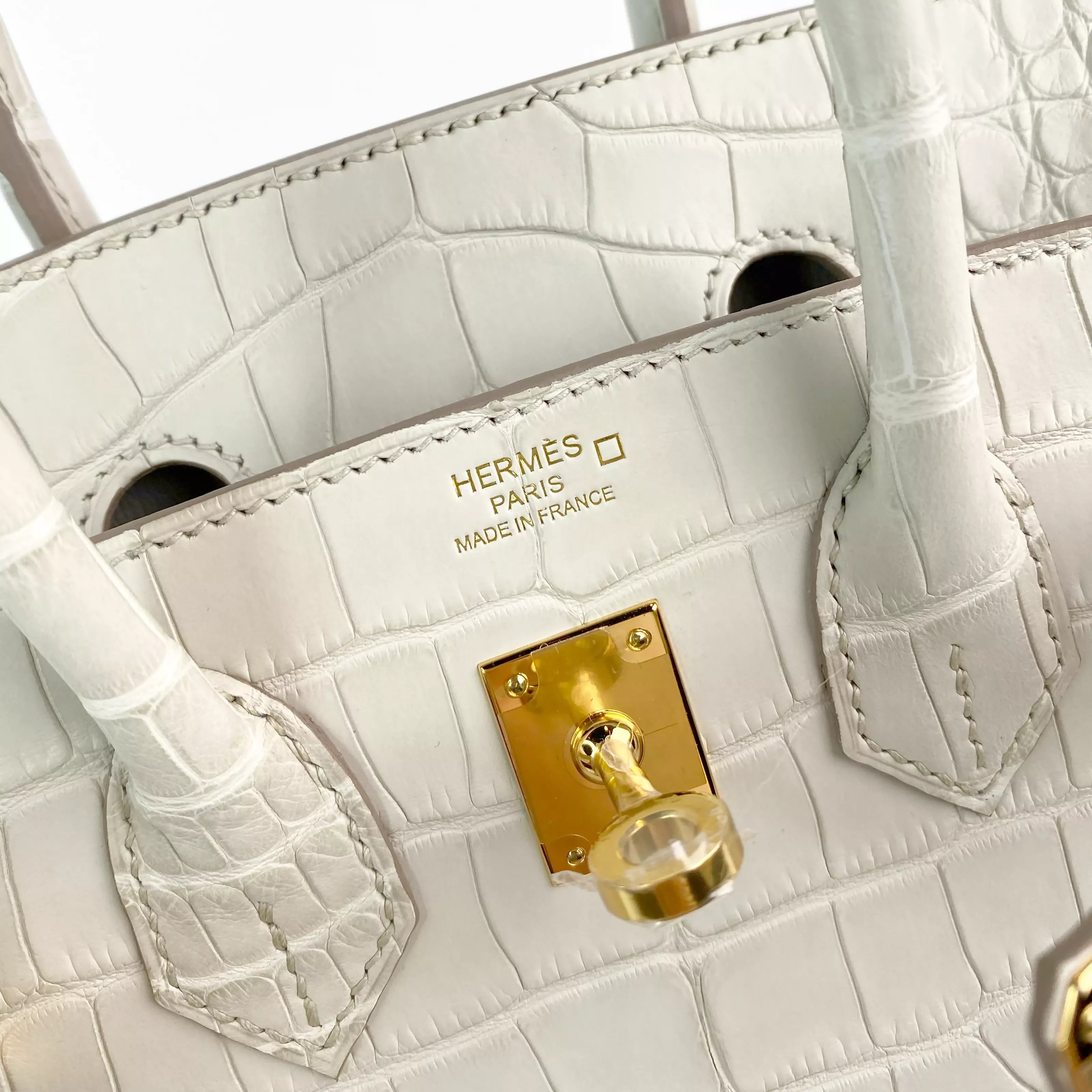 Hermès Birkin 25 Beton Matte Alligator with Gold Hardware Detail 2