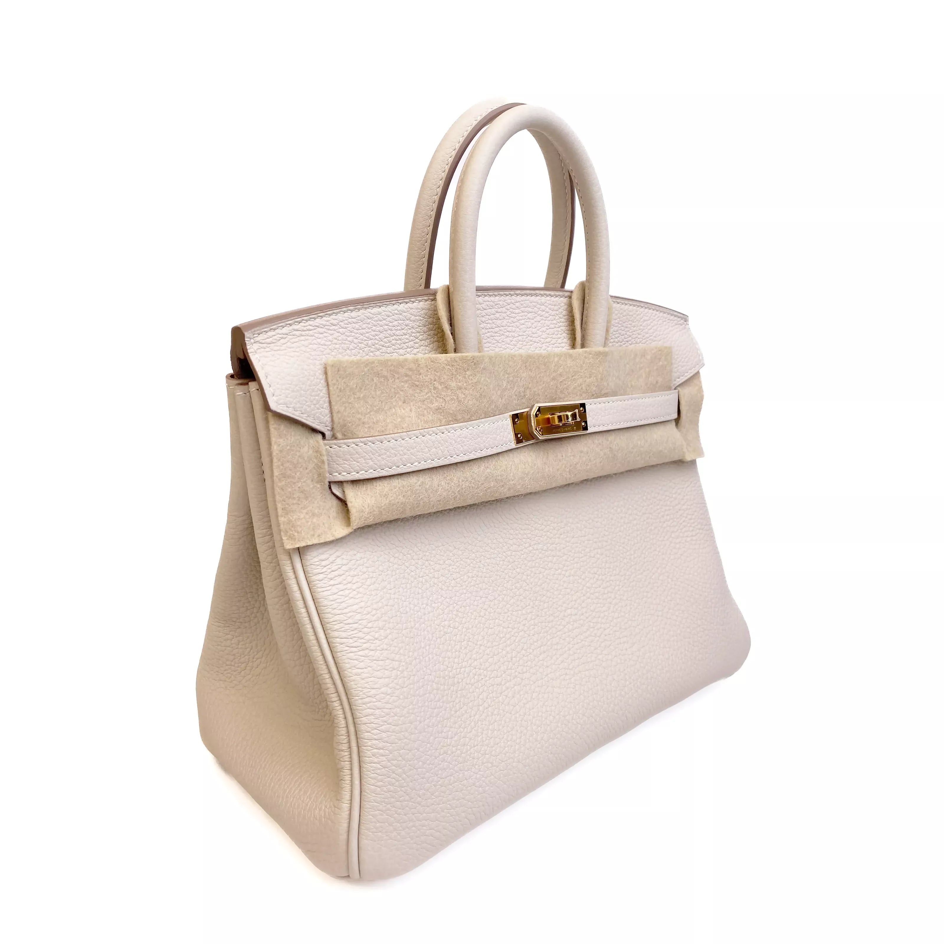 Hermès Birkin 25 Togo Leather Beige Gold Hardware Left