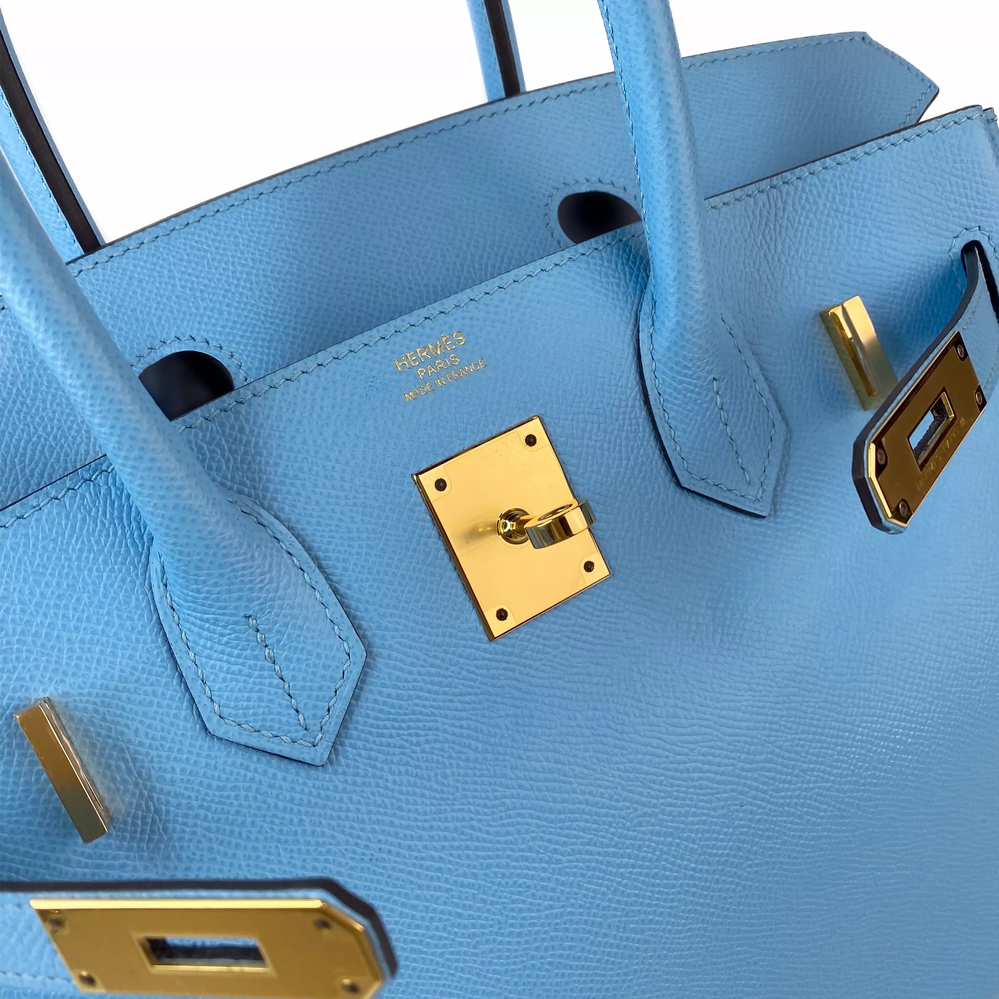 Hermès Birkin 30 in Blue Zanzibar Togo Leather with Gold Hardware Detail 2